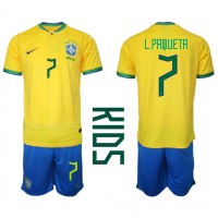 Brasil Lucas Paqueta #7 Fotballklær Hjemmedraktsett Barn VM 2022 Kortermet (+ korte bukser)